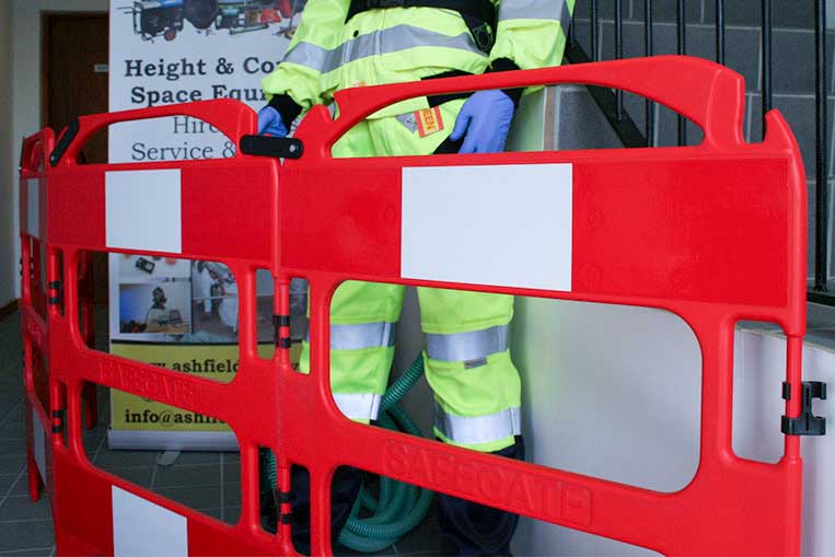 Safegate Plastic Barrier used to prevent a trip hazard