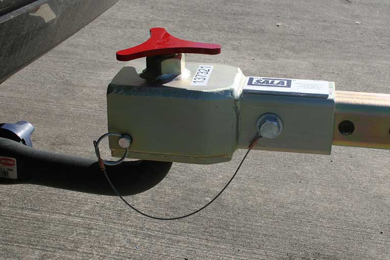 Universal hitch ball coupler on Davit Vehicle Hitch Mount