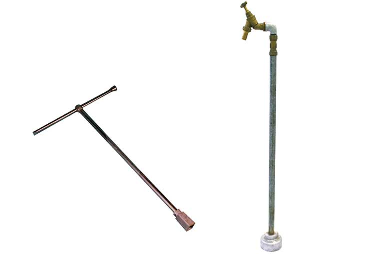 Hydrant Key and Stand with brass tap