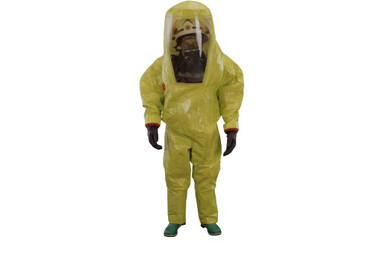 Respirex TYFB Encapsulated Gas Tight Chemical Suit being worn